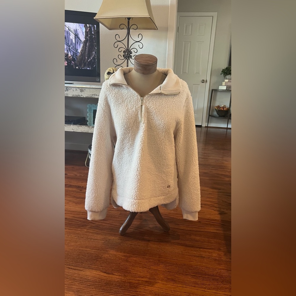 White Fleece Calvin Klein Quarter Zip